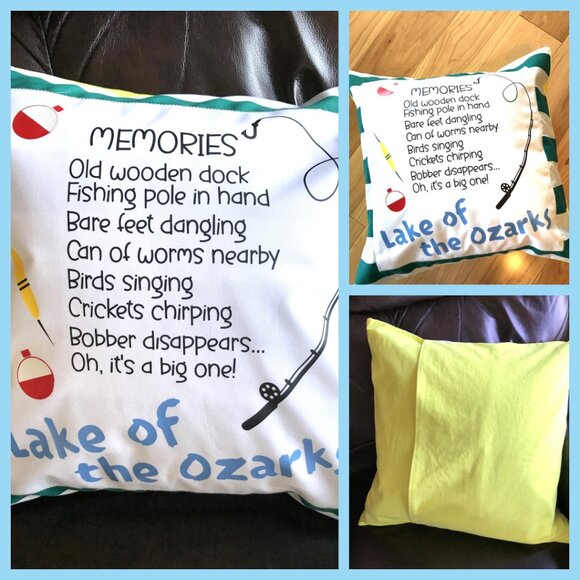 Lake House Pillow Cover, 18x18: Lake of Ozarks Boating Fishing Cabin Decor - Picture 8 of 8